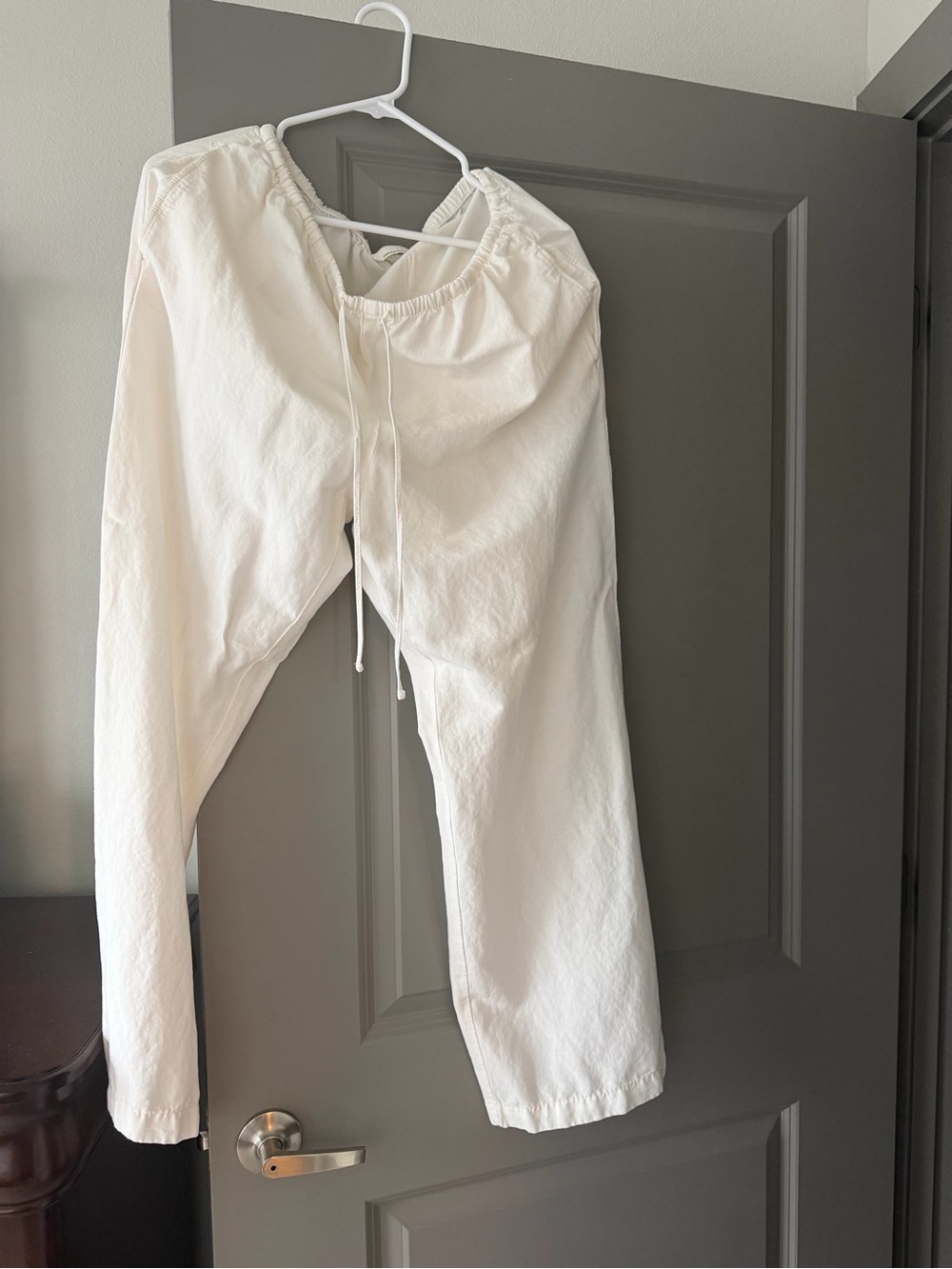 H &M linen white cream pant Large no size tag